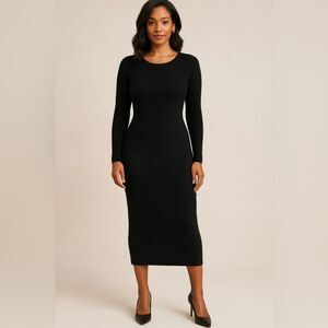 LPA Black Auburn Long Sleeve Sweater Midi Dress